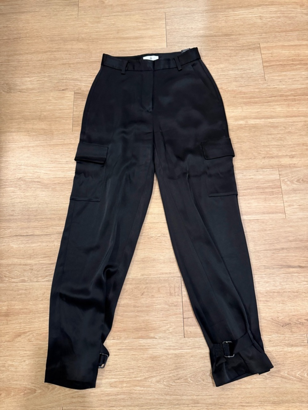 Aritzia Black Cargo Trousers with Ankle Buckles